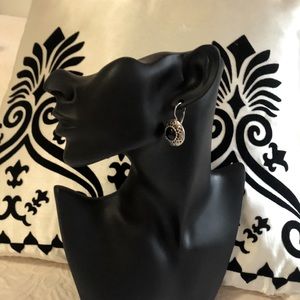 Jewelry earnings. silver color with black stone